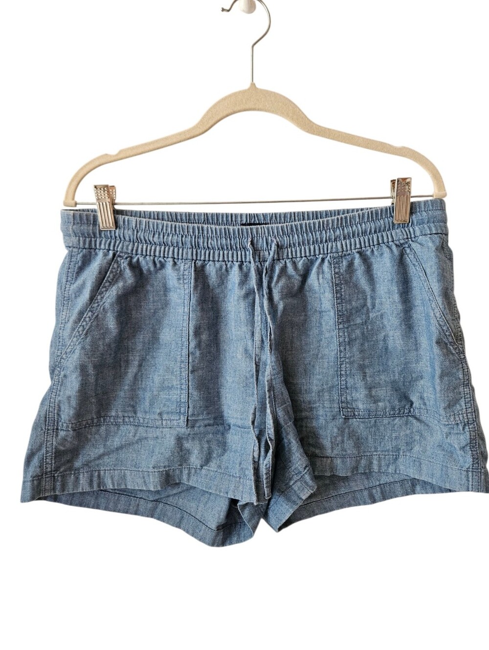 J. Crew Light Blue Chambray Women's Casual Drawstring Shorts M - Picture 4 of 12